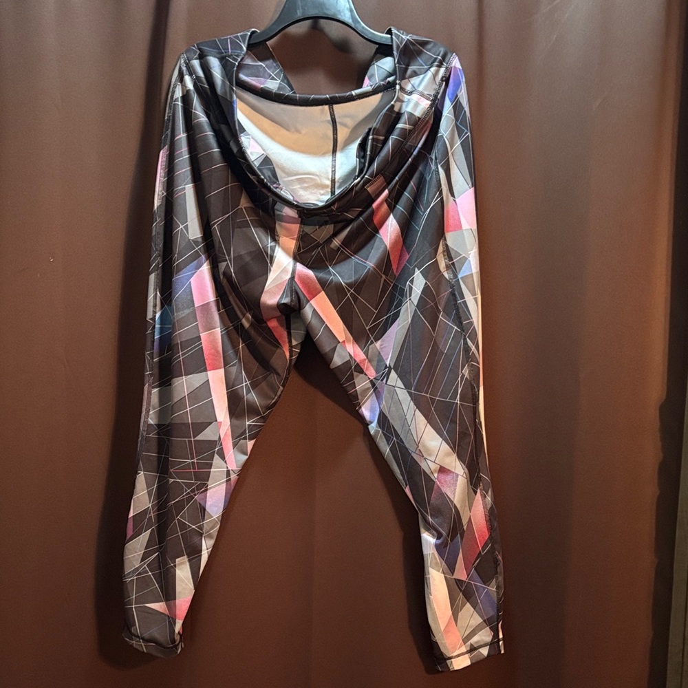 ZELOS Black and Pink Geometric Pants